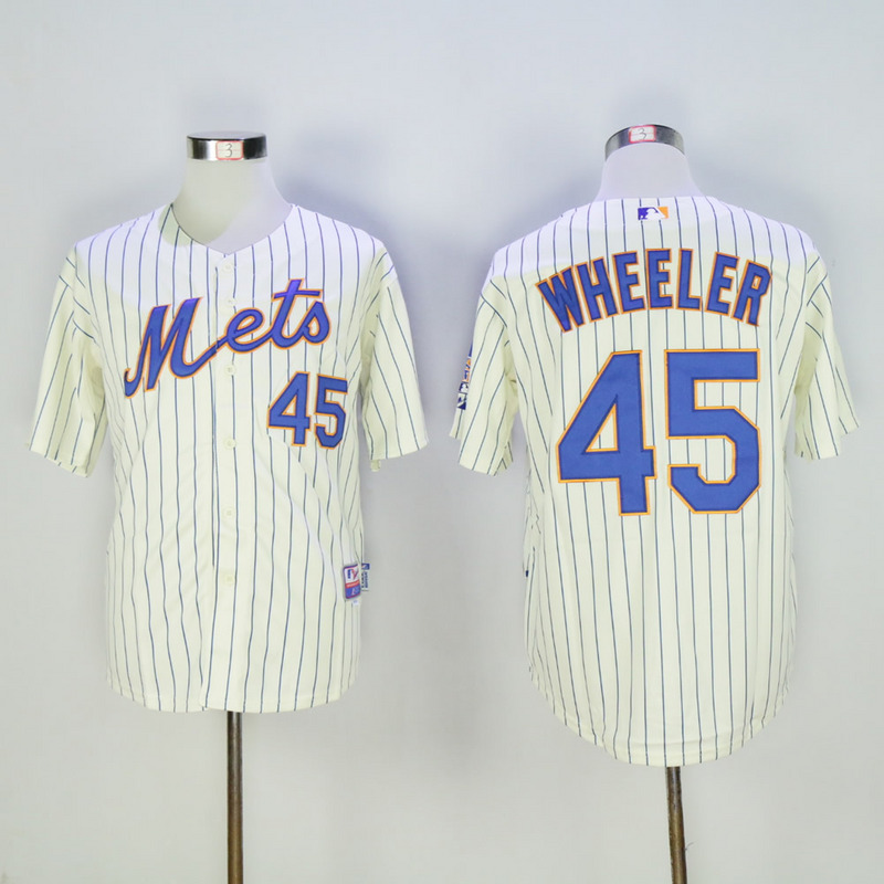 Men New York Mets 45 Wheeler White Stripe MLB Jerseys